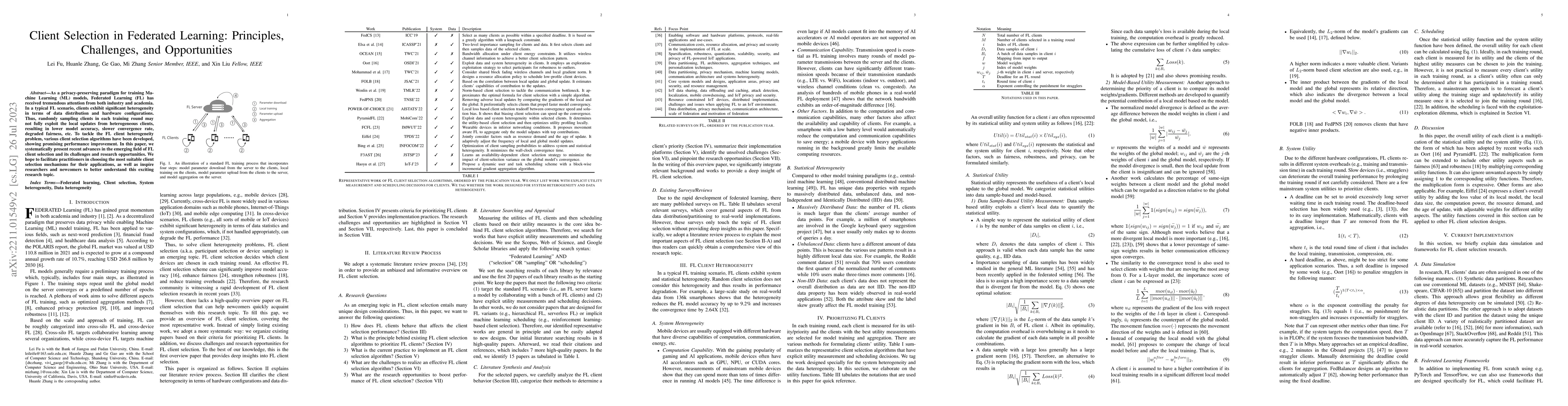 Thumbnail for Client Selection in Federated Learning: Principles, Challenges, and
  Opportunities