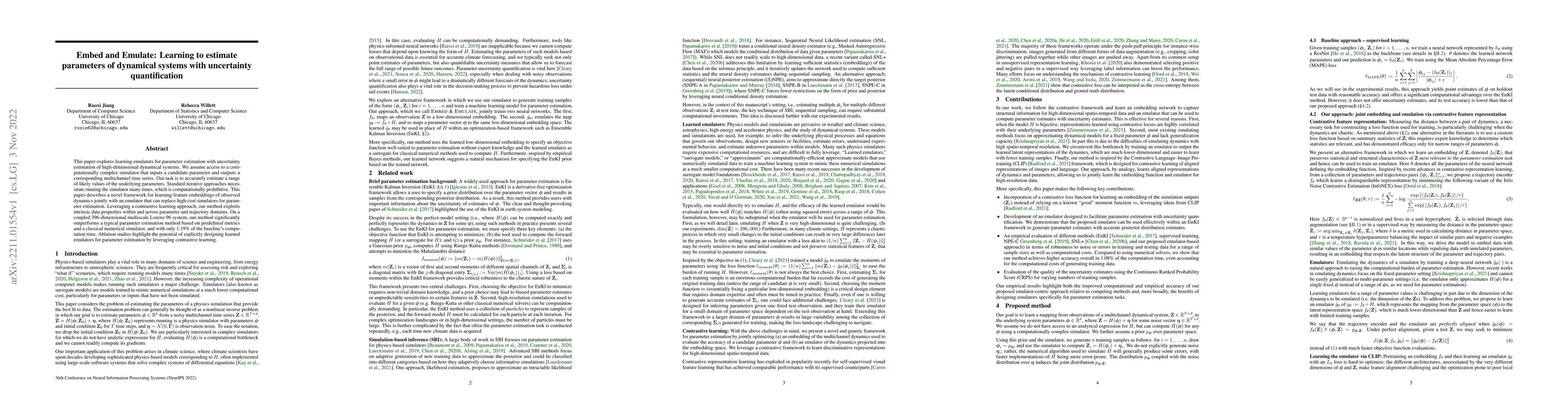 Thumbnail for Embed and Emulate: Learning to estimate parameters of dynamical systems
  with uncertainty quantification