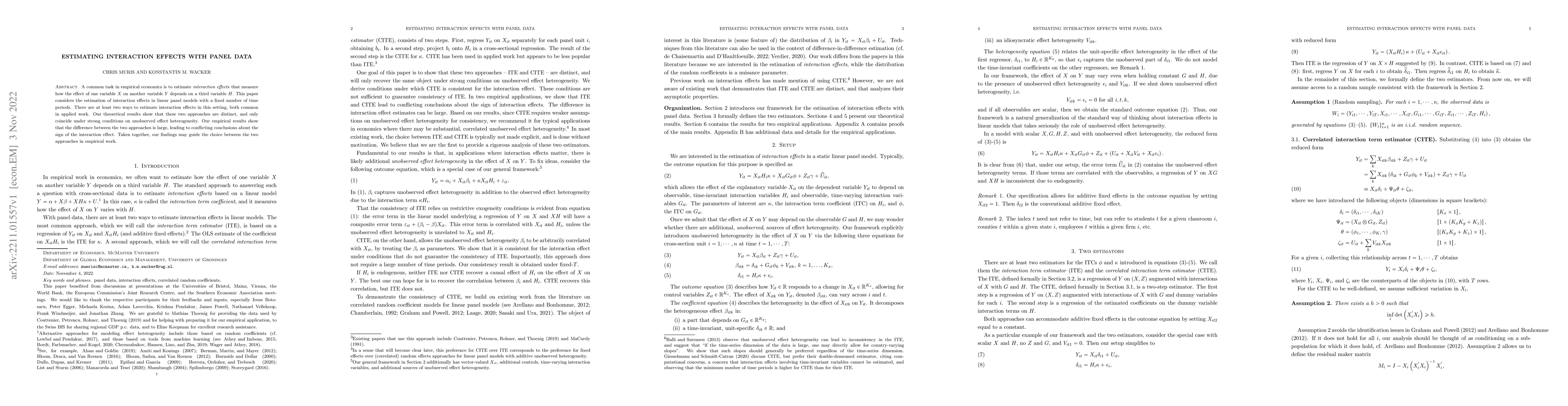 Thumbnail for Estimating interaction effects with panel data