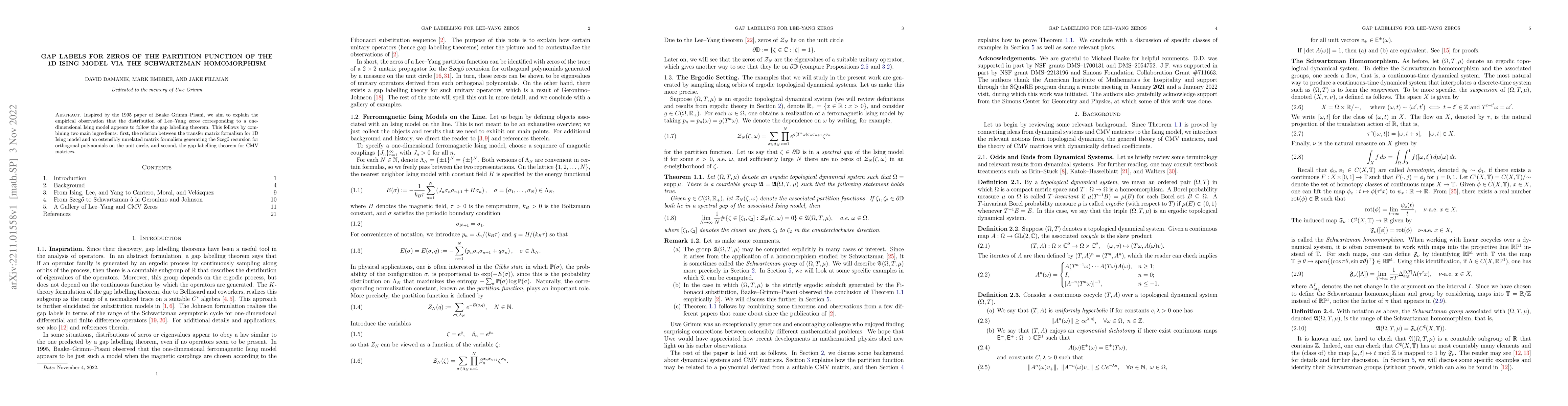 Thumbnail for Gap Labels for Zeros of the Partition Function of the 1D Ising Model via
  the Schwartzman Homomorphism