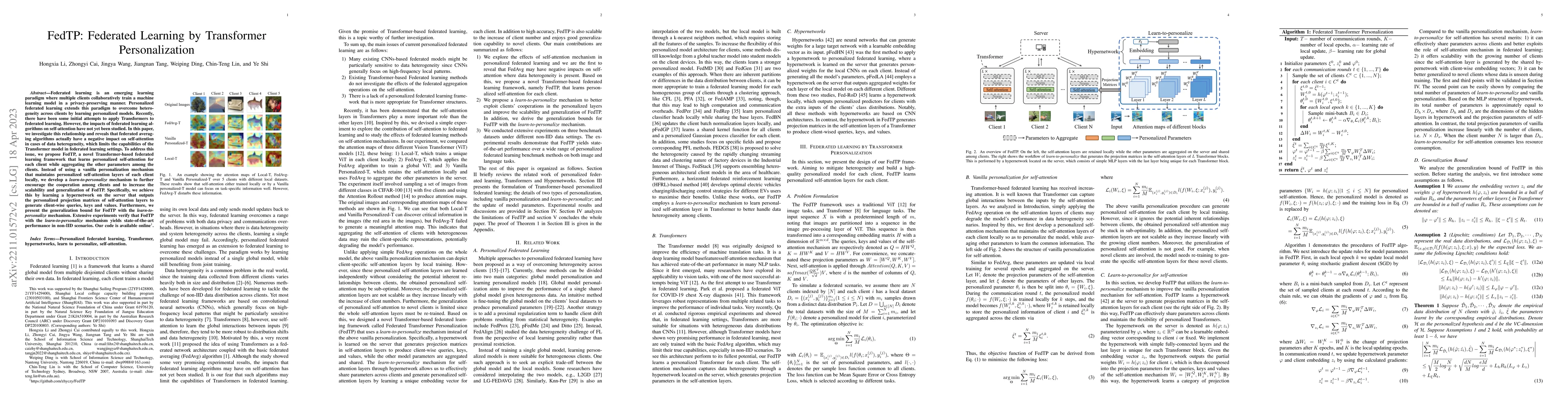Thumbnail for FedTP: Federated Learning by Transformer Personalization
