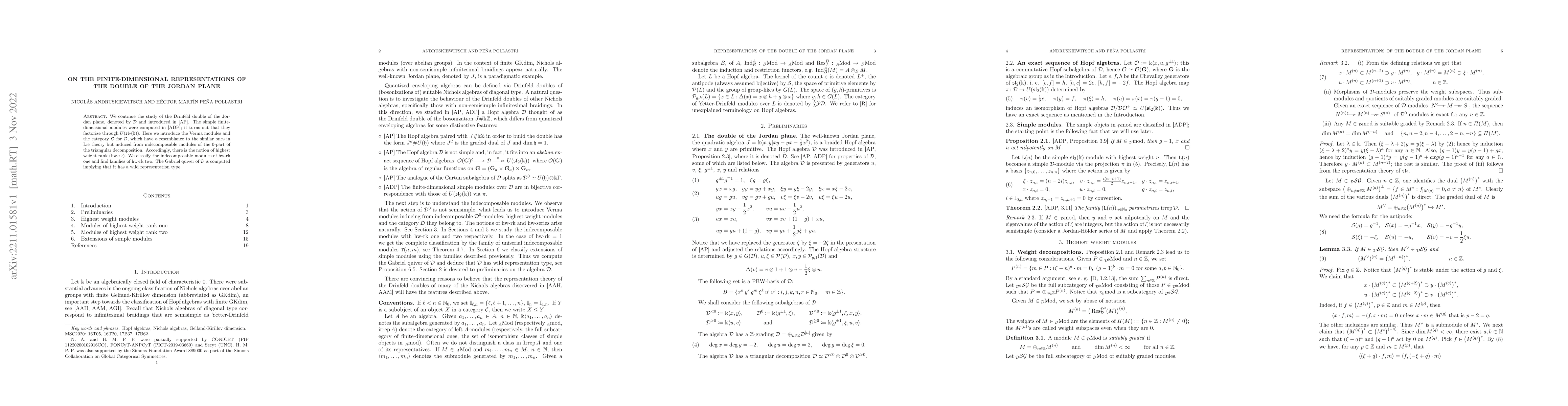 Thumbnail for On the finite-dimensional representations of the double of the Jordan
  plane