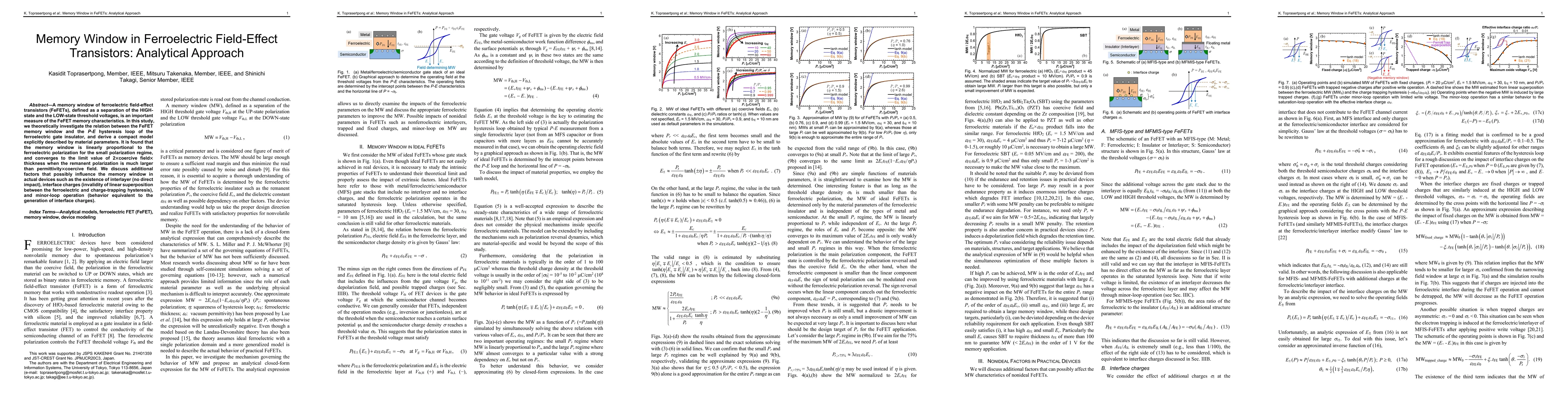Thumbnail for Memory Window in Ferroelectric Field-Effect Transistors: Analytical
  Approach