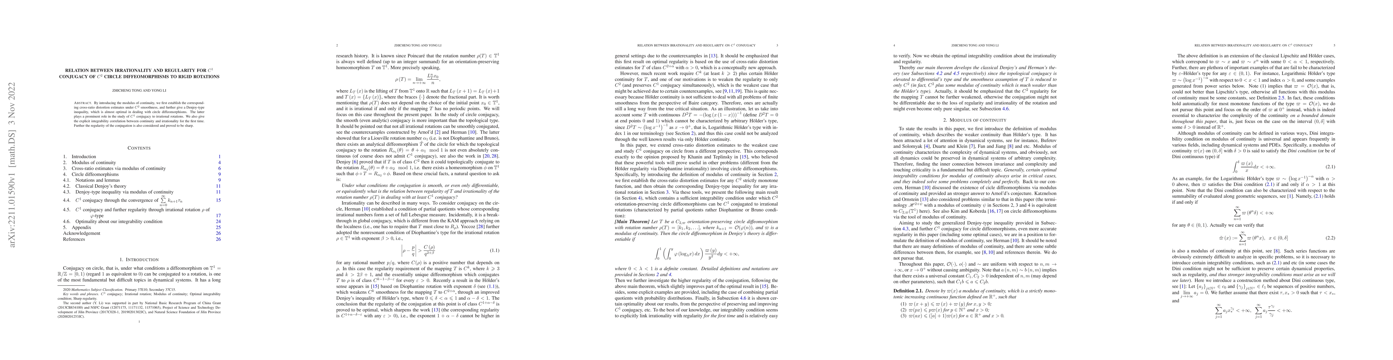 Thumbnail for Relation between irrationality and regularity for $ C^1 $ conjugacy of $
  C^2 $ circle diffeomorphisms to rigid rotations