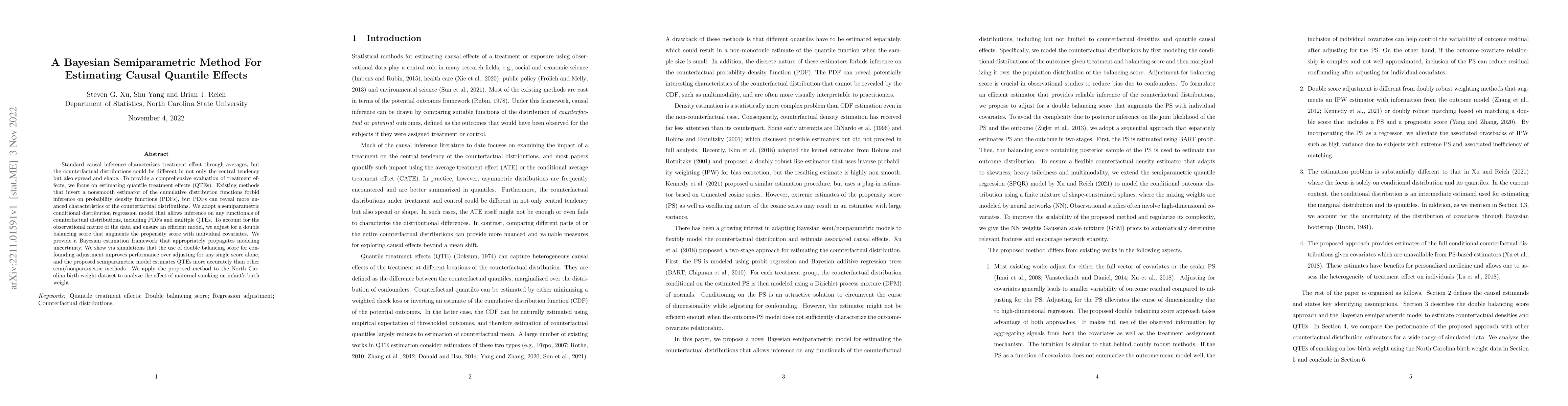 Thumbnail for A Bayesian Semiparametric Method For Estimating Causal Quantile Effects