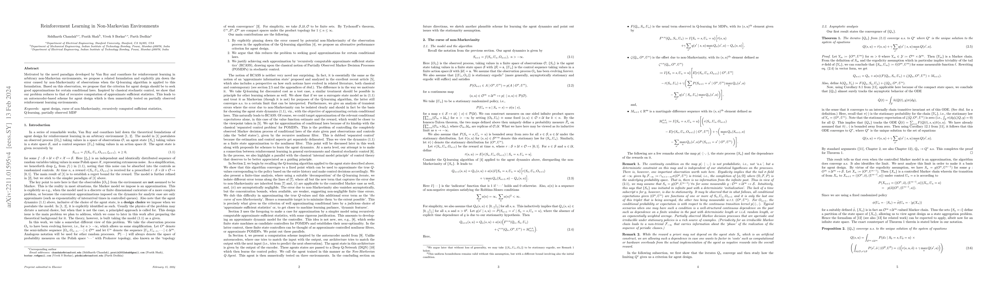 Thumbnail for Reinforcement Learning in Non-Markovian Environments