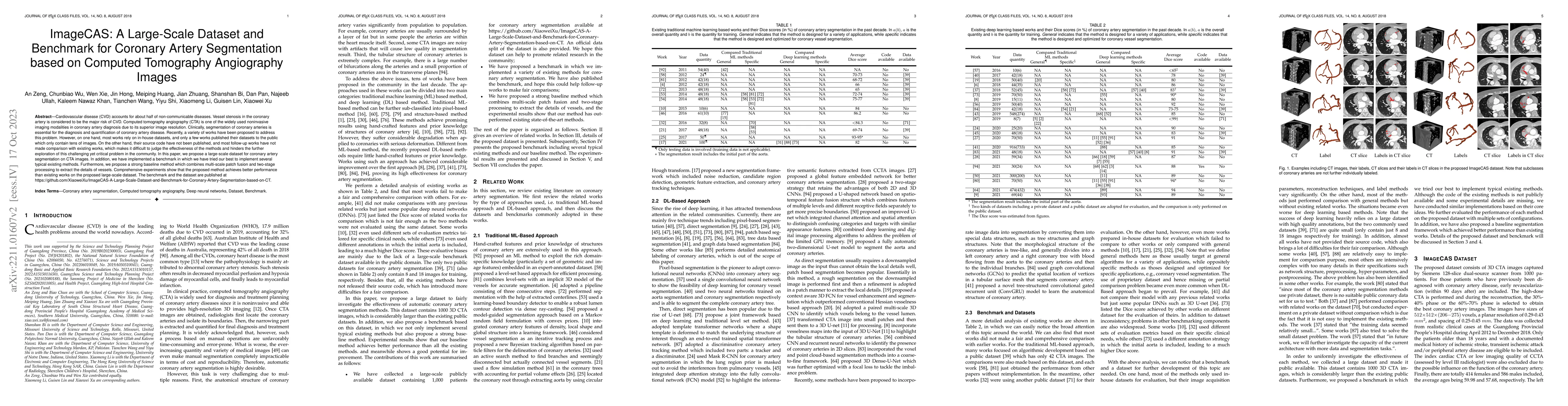 Thumbnail for ImageCAS: A Large-Scale Dataset and Benchmark for Coronary Artery
  Segmentation based on Computed Tomography Angiography Images