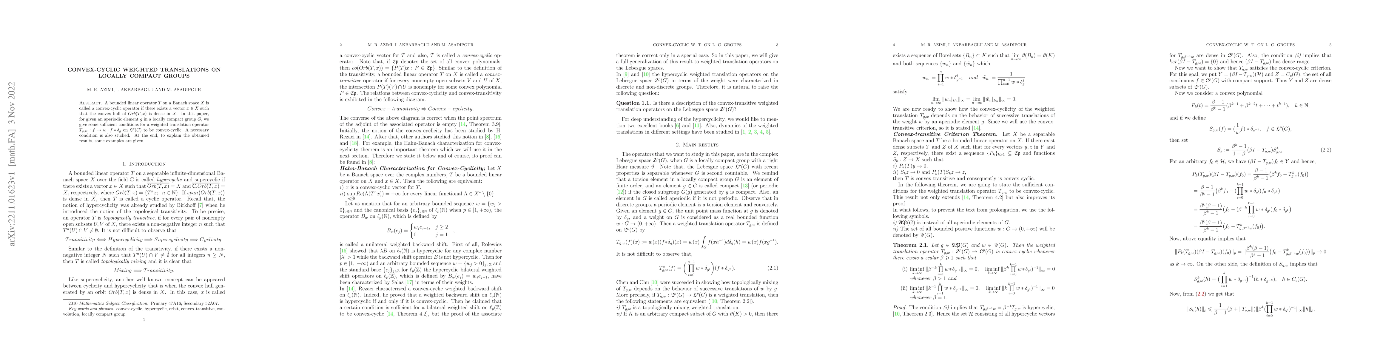 Thumbnail for Convex-Cyclic Weighted Translations On Locally Compact Groups