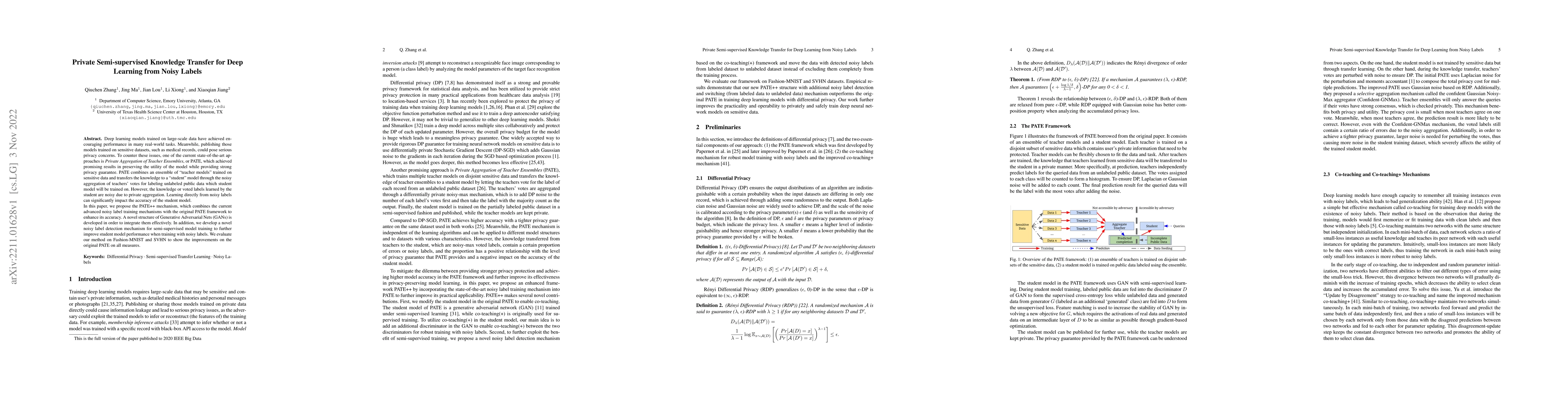 Thumbnail for Private Semi-supervised Knowledge Transfer for Deep Learning from Noisy
  Labels