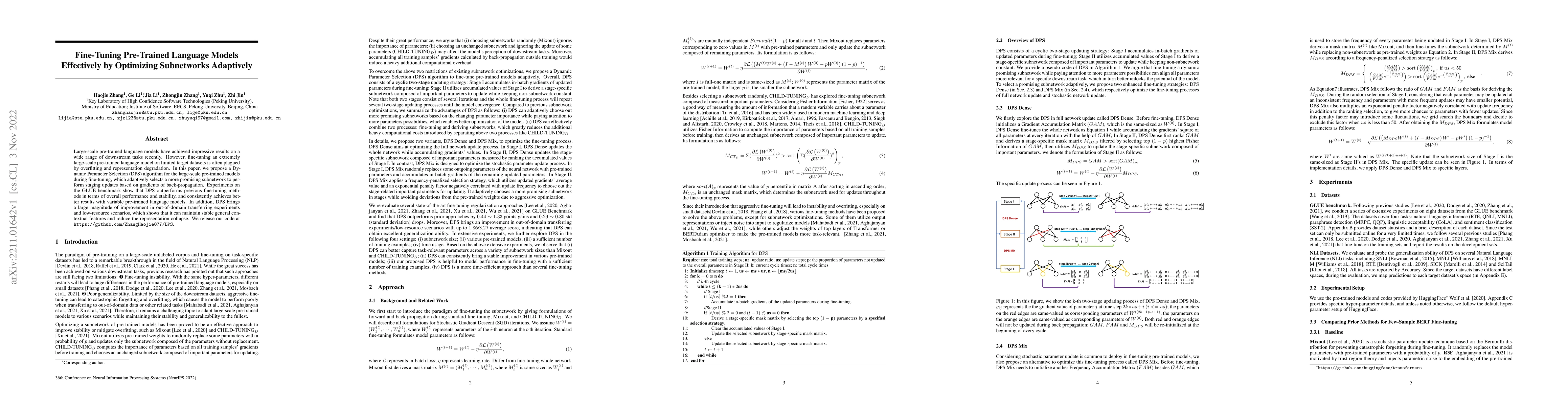 Thumbnail for Fine-Tuning Pre-Trained Language Models Effectively by Optimizing
  Subnetworks Adaptively