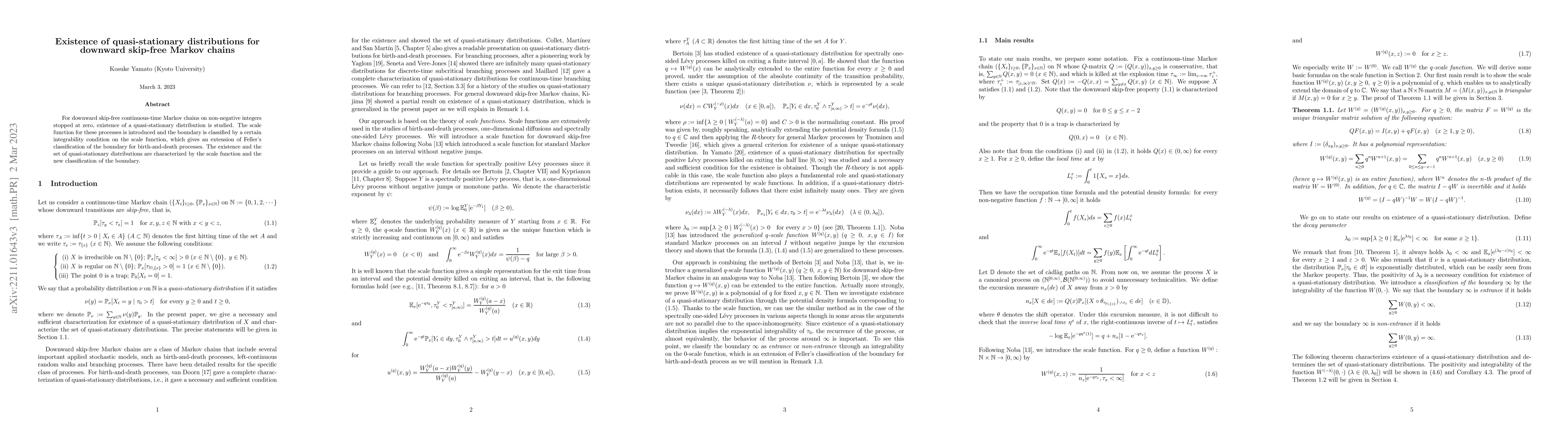 Thumbnail for Existence of quasi-stationary distributions for downward skip-free
  Markov chains