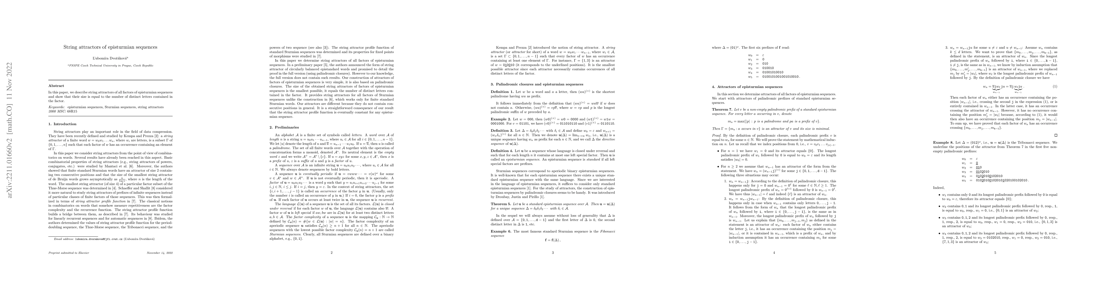 Thumbnail for String attractors of episturmian sequences