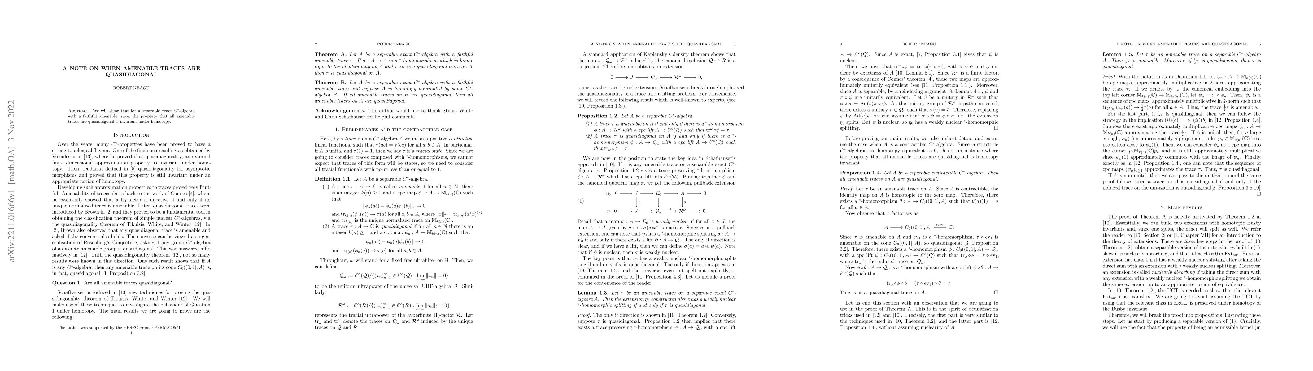 Thumbnail for A note on when amenable traces are quasidiagonal