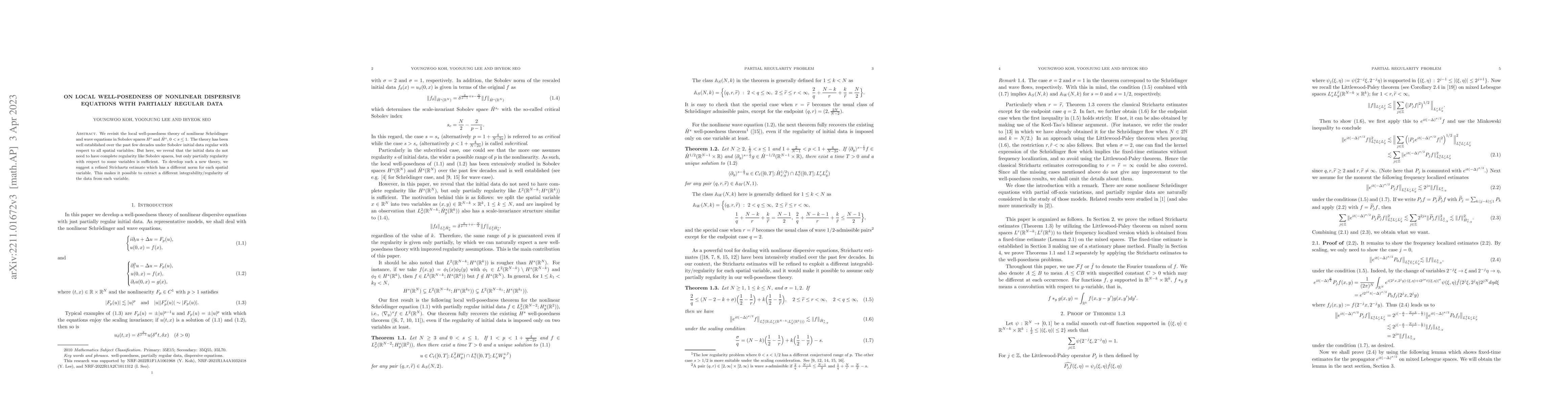 Thumbnail for On local well-posedness of nonlinear dispersive equations with partially
  regular data