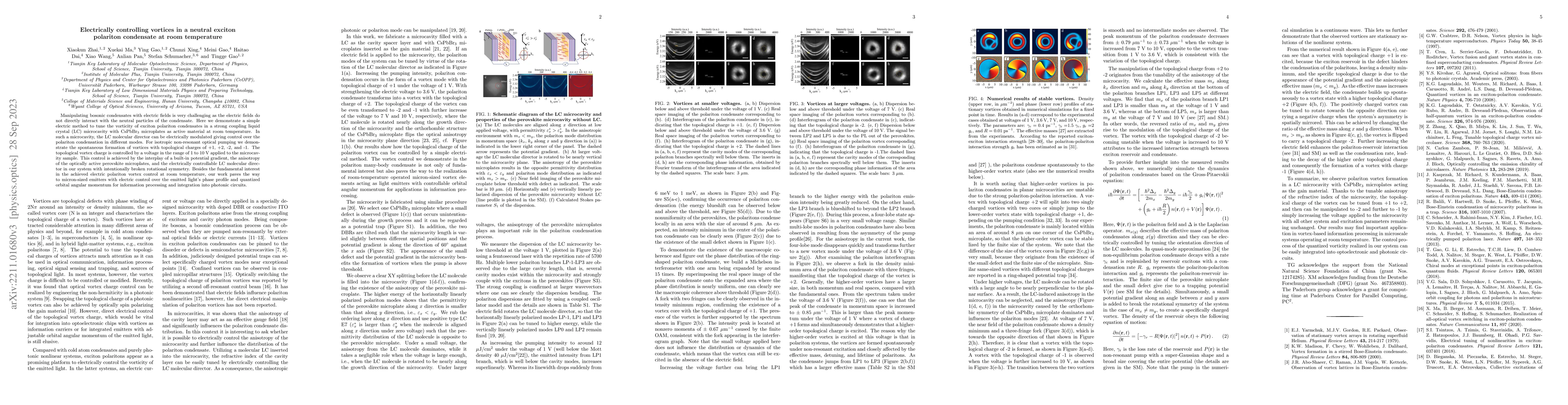 Thumbnail for Electrically controlling vortices in a neutral exciton polariton
  condensate at room temperature