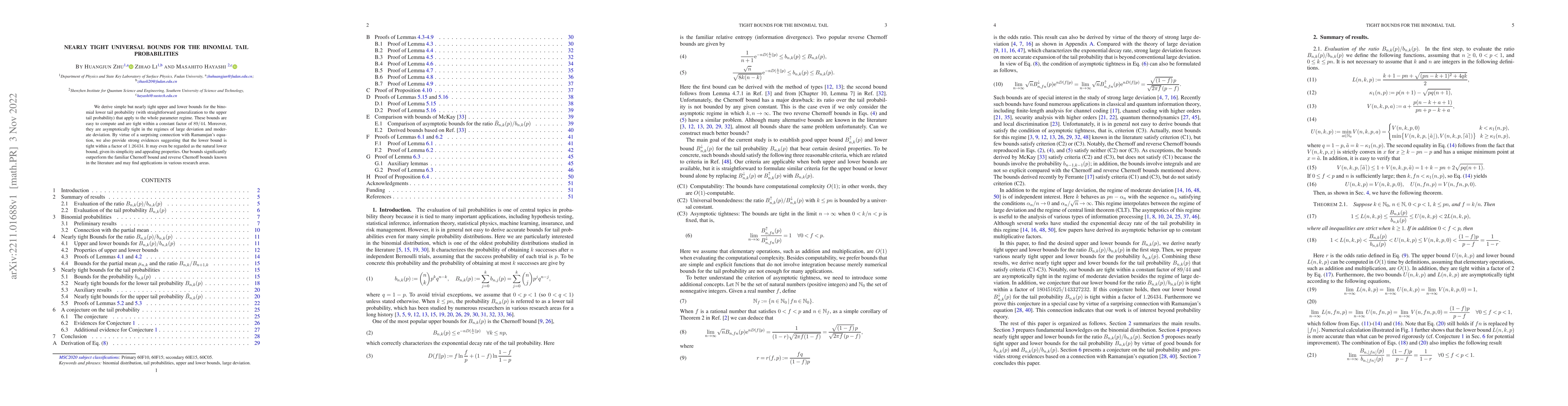 Thumbnail for Nearly tight universal bounds for the binomial tail probabilities