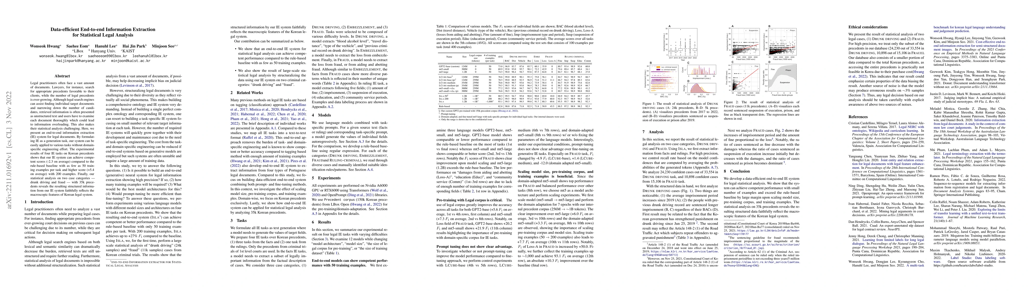 Thumbnail for Data-efficient End-to-end Information Extraction for Statistical Legal
  Analysis