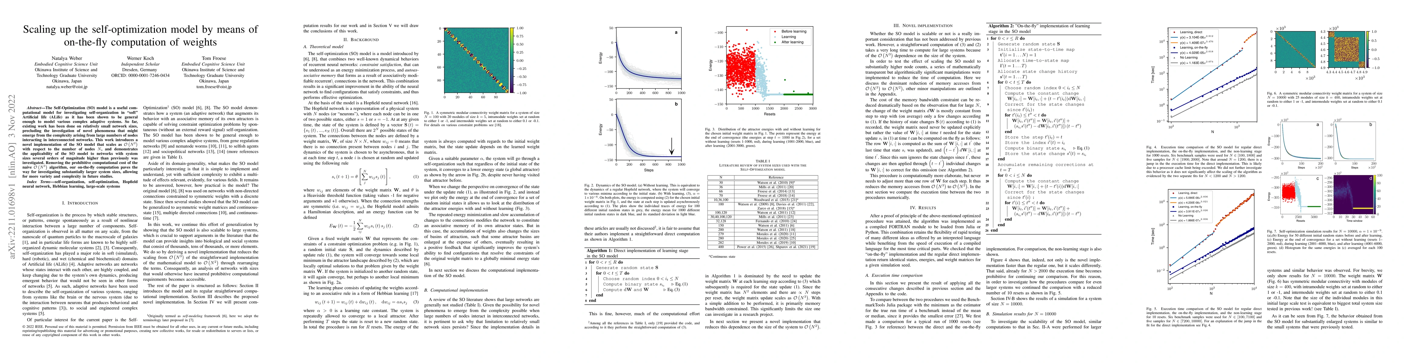 Thumbnail for Scaling up the self-optimization model by means of on-the-fly
  computation of weights