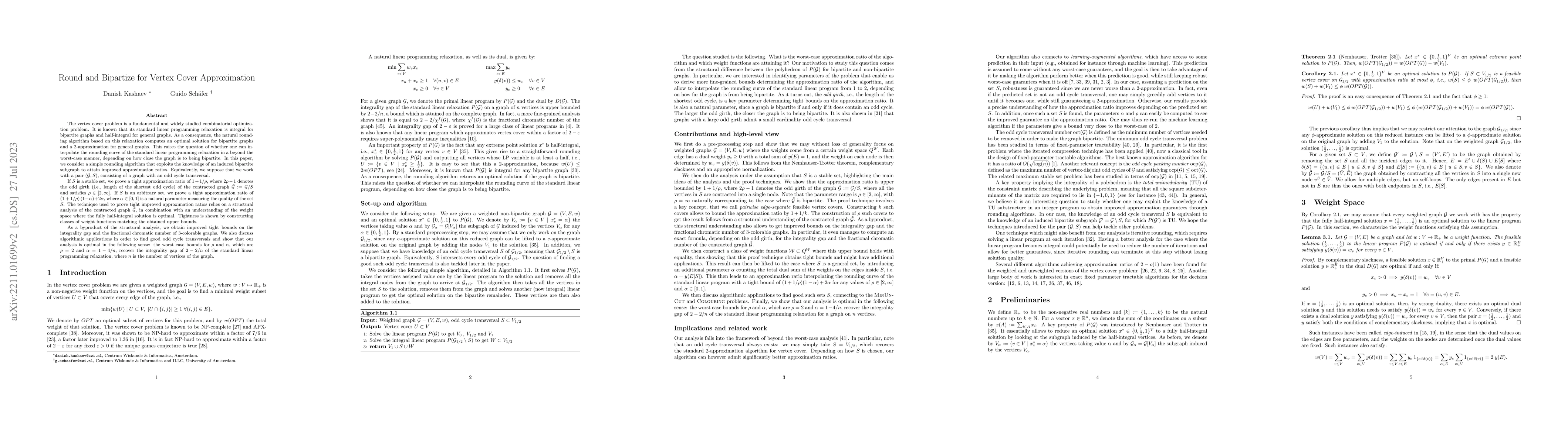 Thumbnail for Round and Bipartize for Vertex Cover Approximation