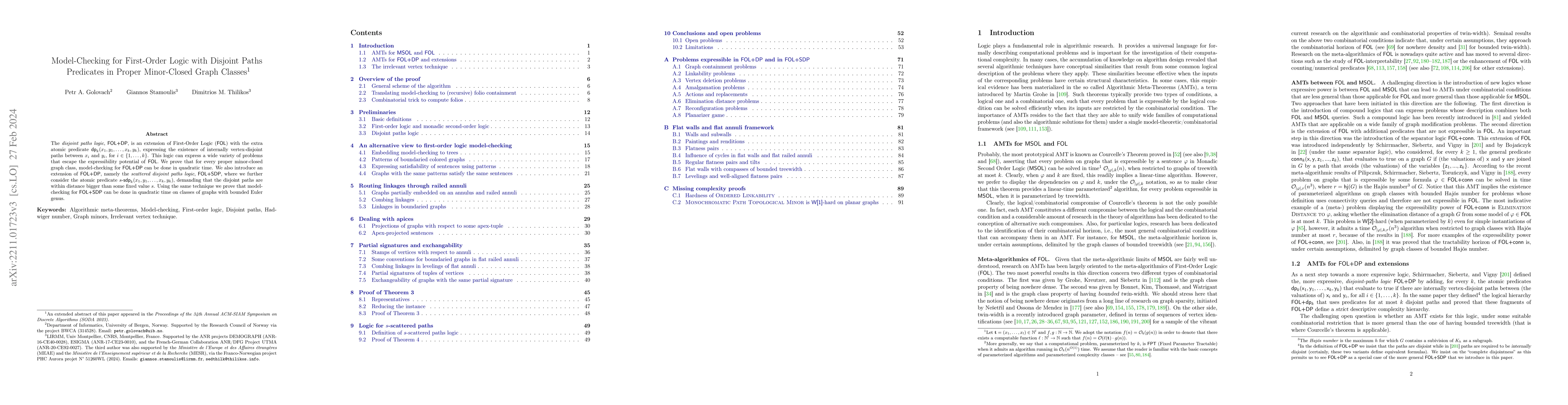 Thumbnail for Model-Checking for First-Order Logic with Disjoint Paths Predicates in
  Proper Minor-Closed Graph Classes