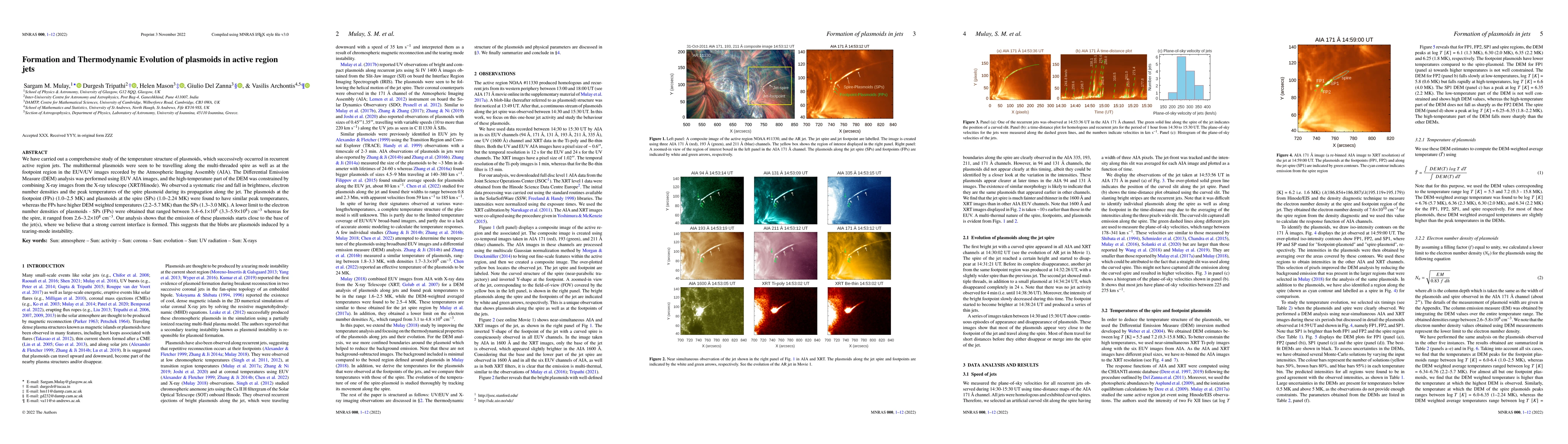 Thumbnail for Formation and Thermodynamic Evolution of plasmoids in active region jets