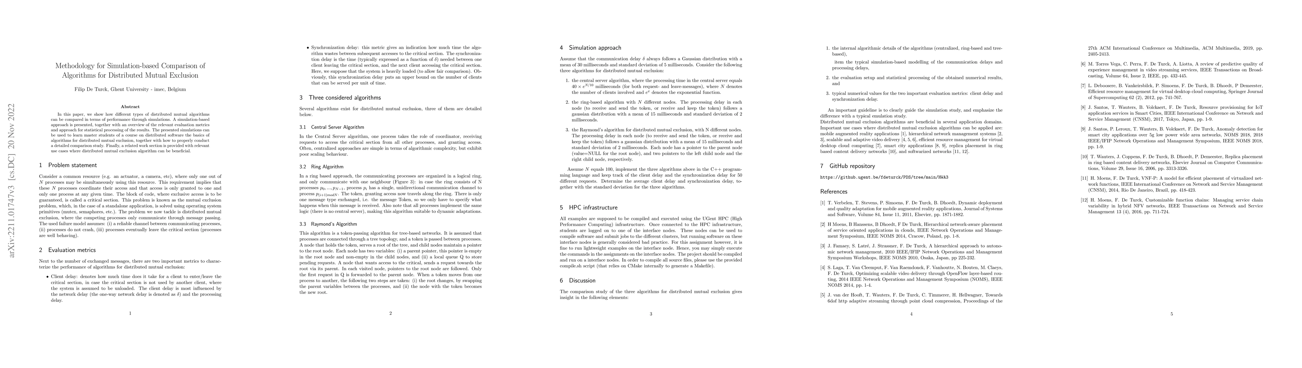 Thumbnail for Methodology for Simulation-based Comparison of Algorithms for
  Distributed Mutual Exclusion