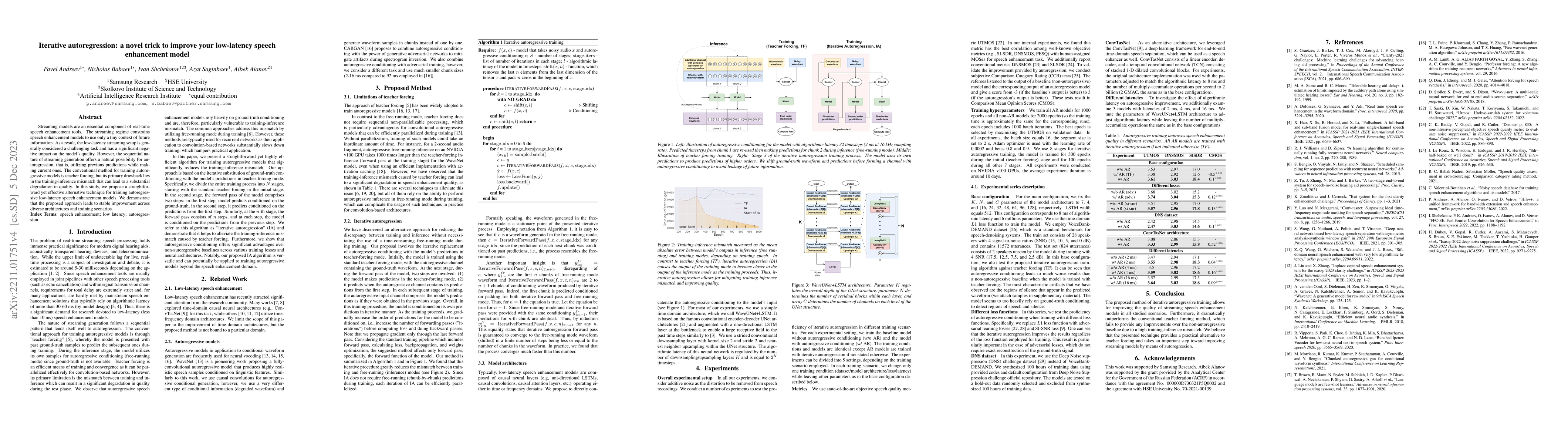 Thumbnail for Iterative autoregression: a novel trick to improve your low-latency
  speech enhancement model
