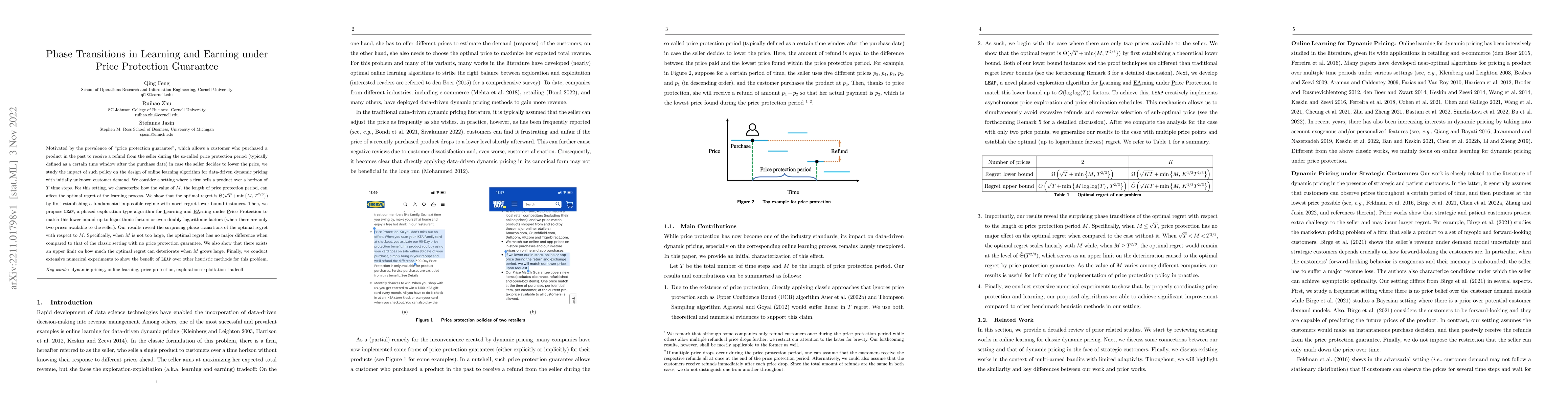 Thumbnail for Phase Transitions in Learning and Earning under Price Protection
  Guarantee