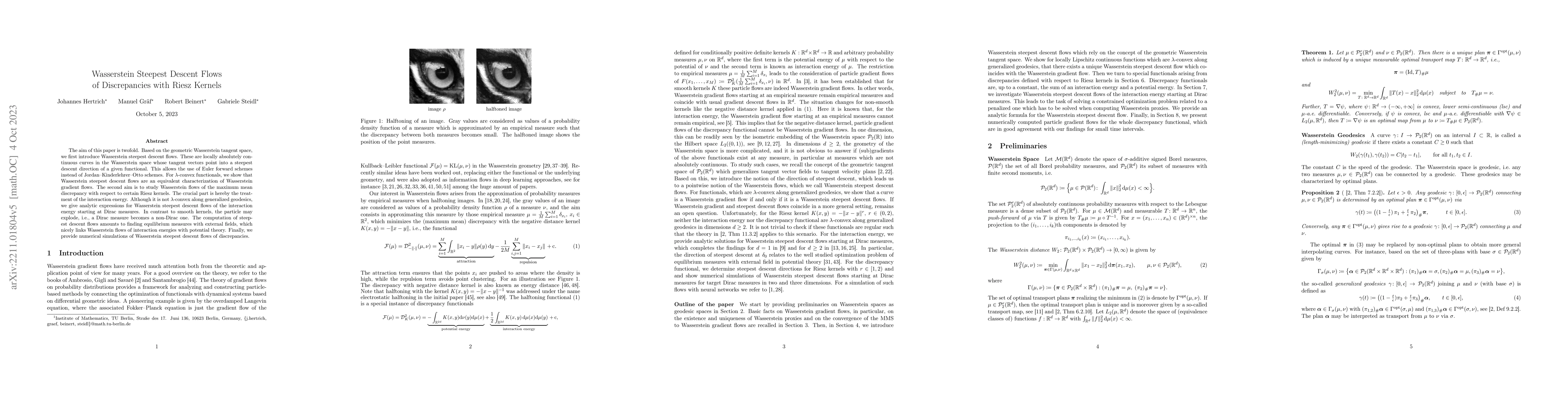 Thumbnail for Wasserstein Steepest Descent Flows of Discrepancies with Riesz Kernels
