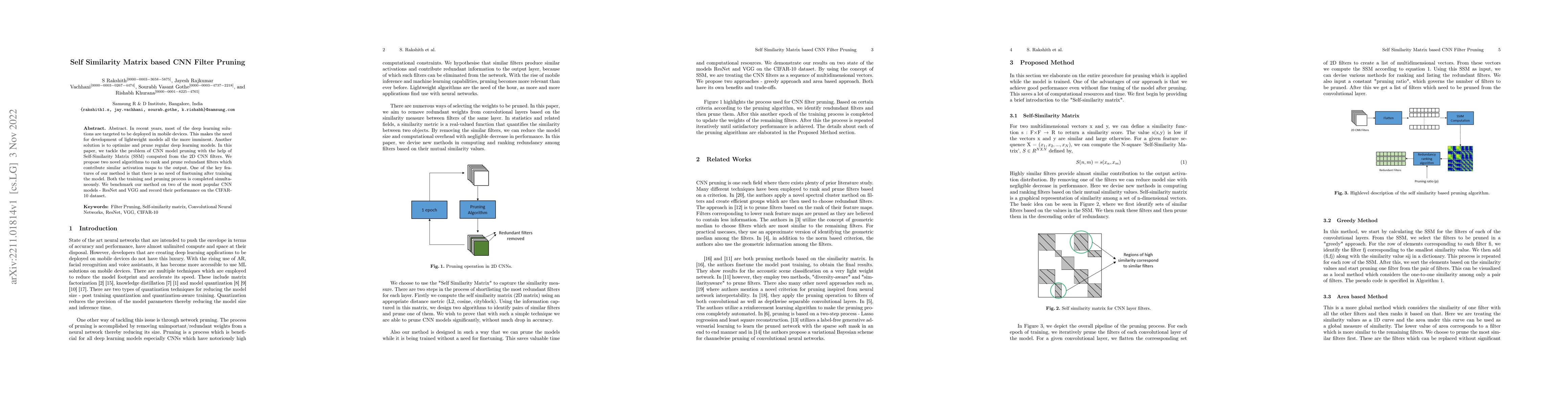 Thumbnail for Self Similarity Matrix based CNN Filter Pruning