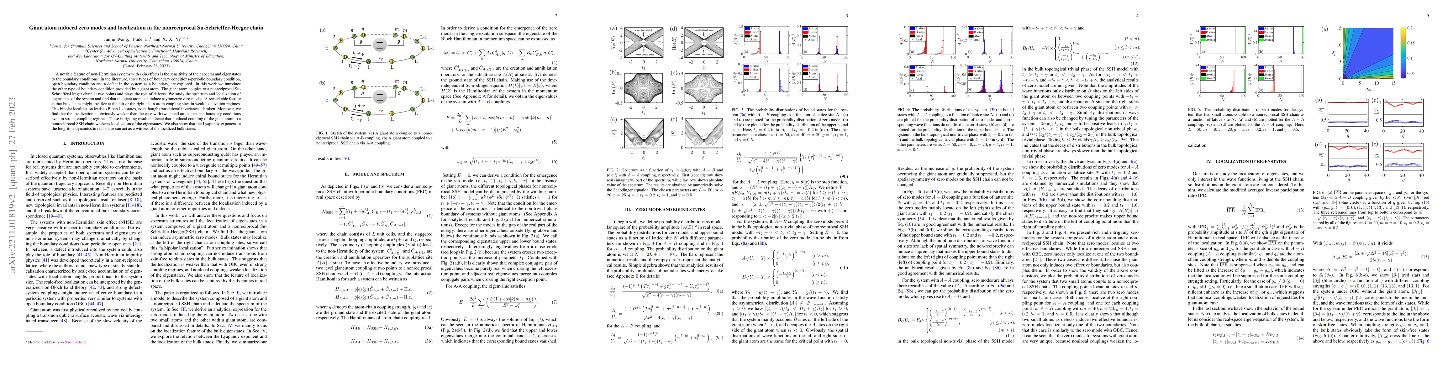 Thumbnail for Giant atom induced zero modes and localization in the nonreciprocal
  Su-Schrieffer-Heeger chain