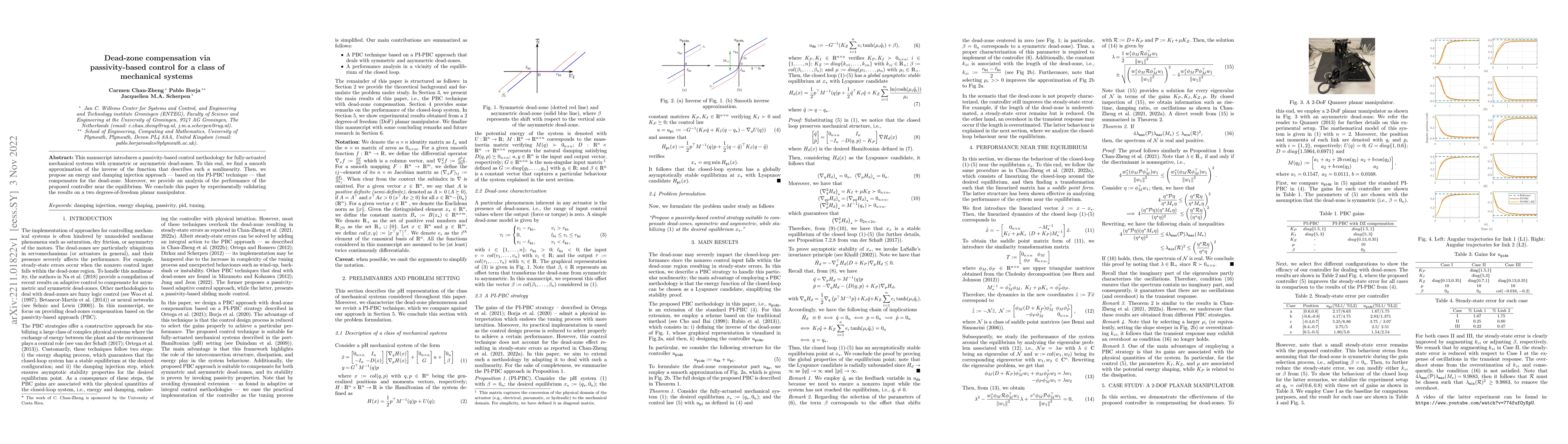 Thumbnail for Dead-zone compensation via passivity-based control for a class of
  mechanical systems