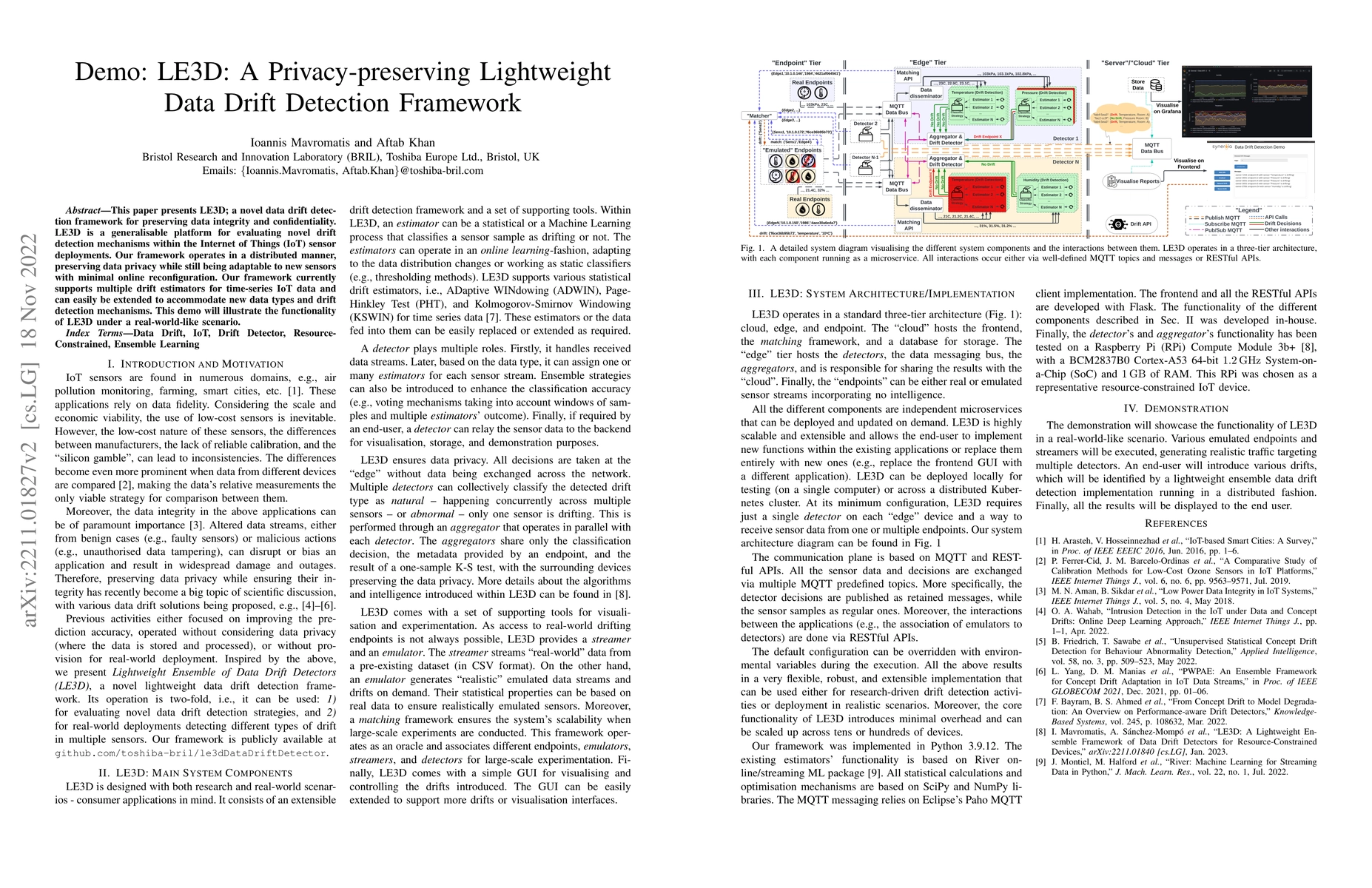Thumbnail for Demo: LE3D: A Privacy-preserving Lightweight Data Drift Detection
  Framework