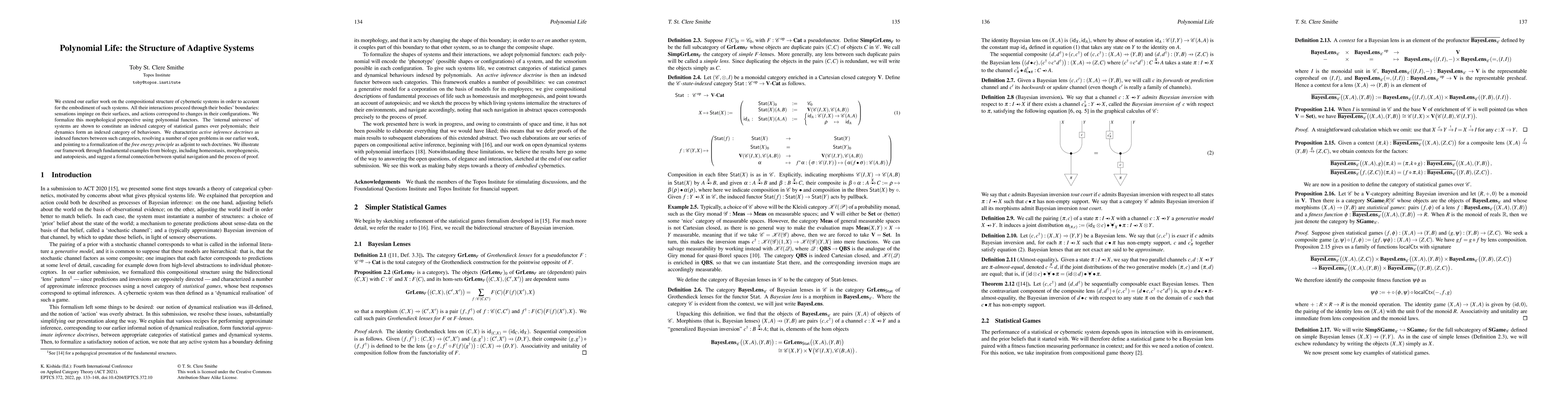 Thumbnail for Polynomial Life: the Structure of Adaptive Systems