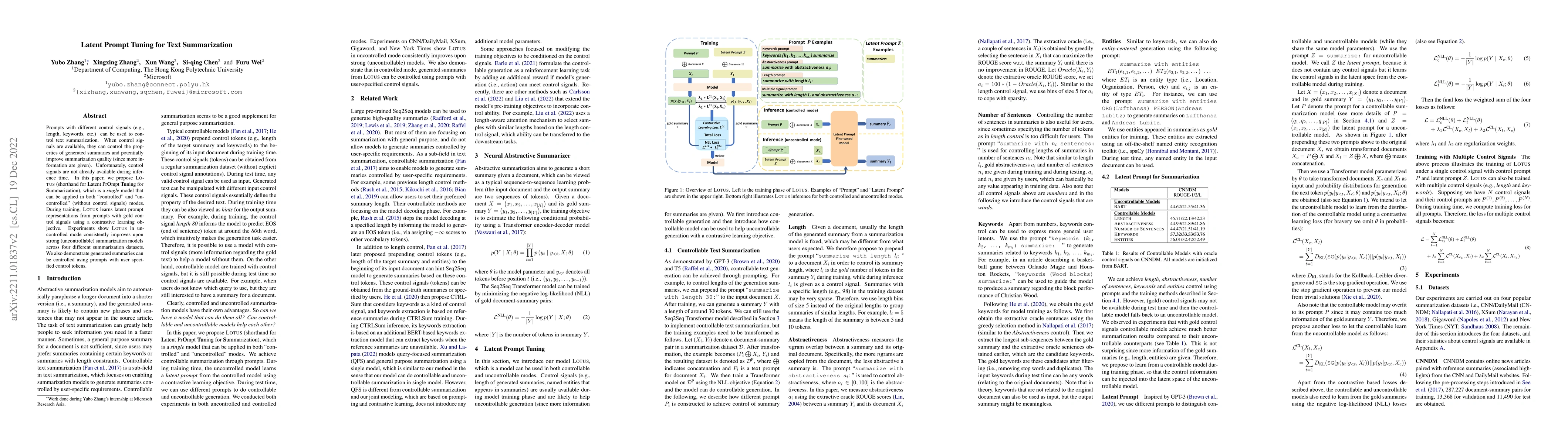Thumbnail for Latent Prompt Tuning for Text Summarization