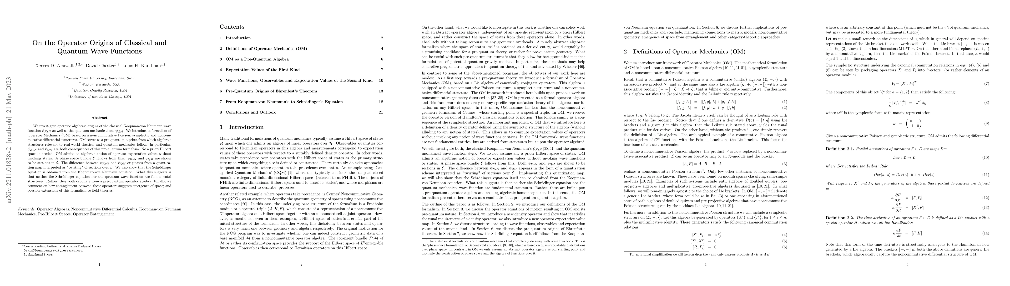 Thumbnail for On the Operator Origins of Classical and Quantum Wave Functions