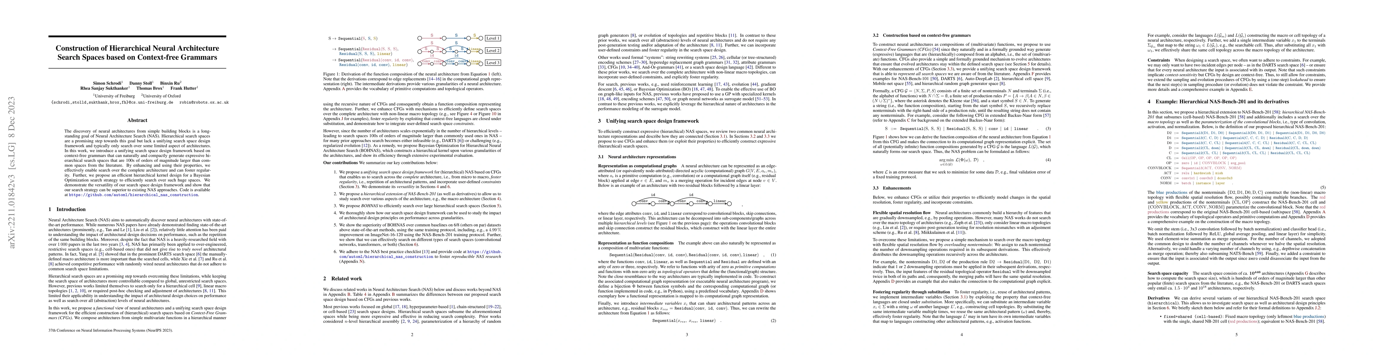 Thumbnail for Construction of Hierarchical Neural Architecture Search Spaces based on
  Context-free Grammars