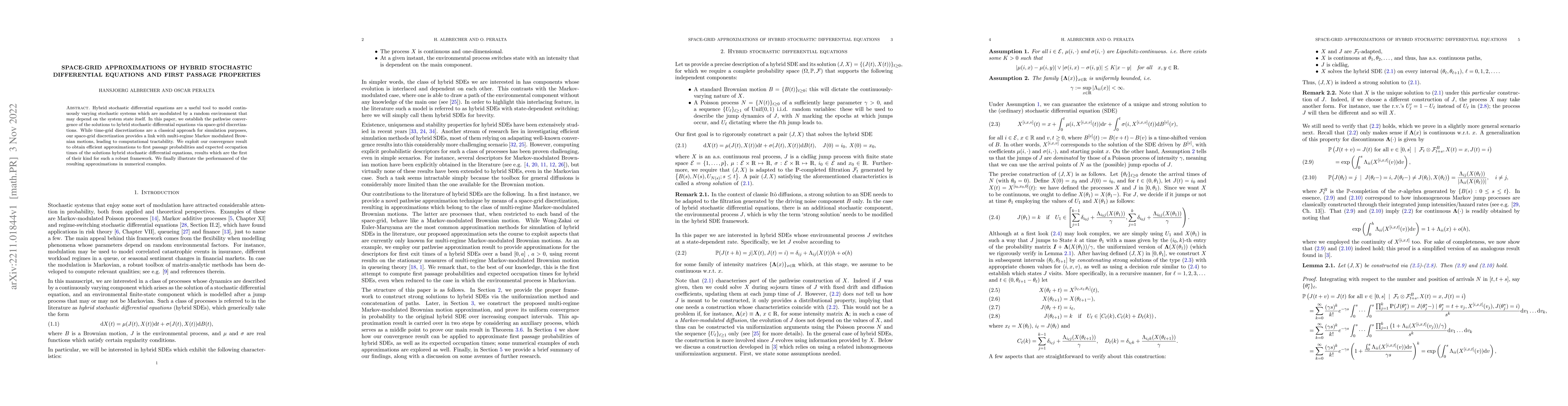 Thumbnail for Space-grid approximations of hybrid stochastic differential equations
  and first passage properties