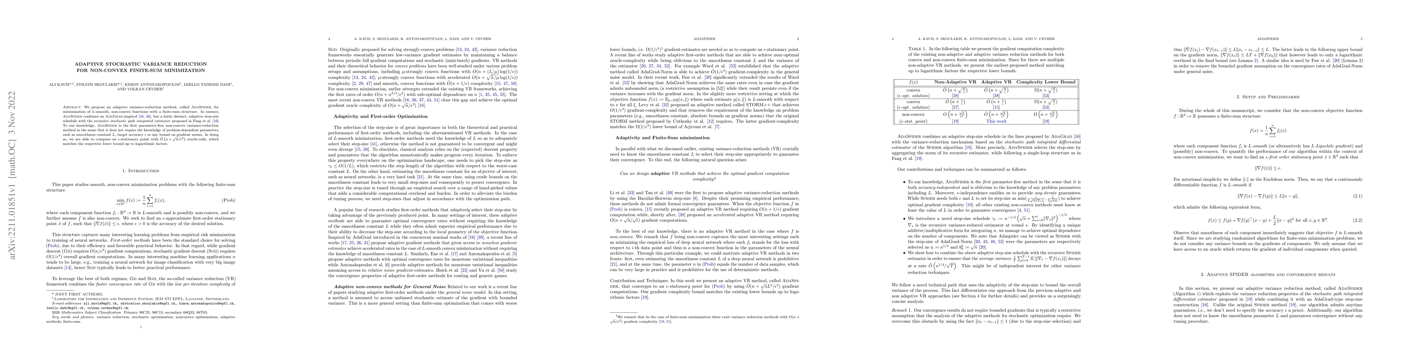 Thumbnail for Adaptive Stochastic Variance Reduction for Non-convex Finite-Sum
  Minimization
