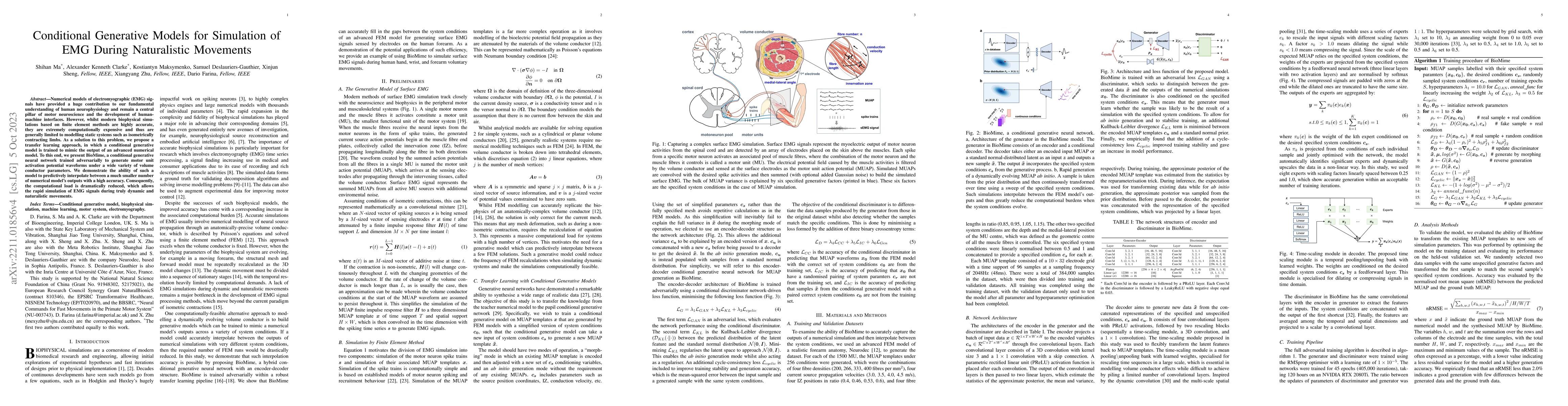 Thumbnail for Conditional Generative Models for Simulation of EMG During Naturalistic
  Movements