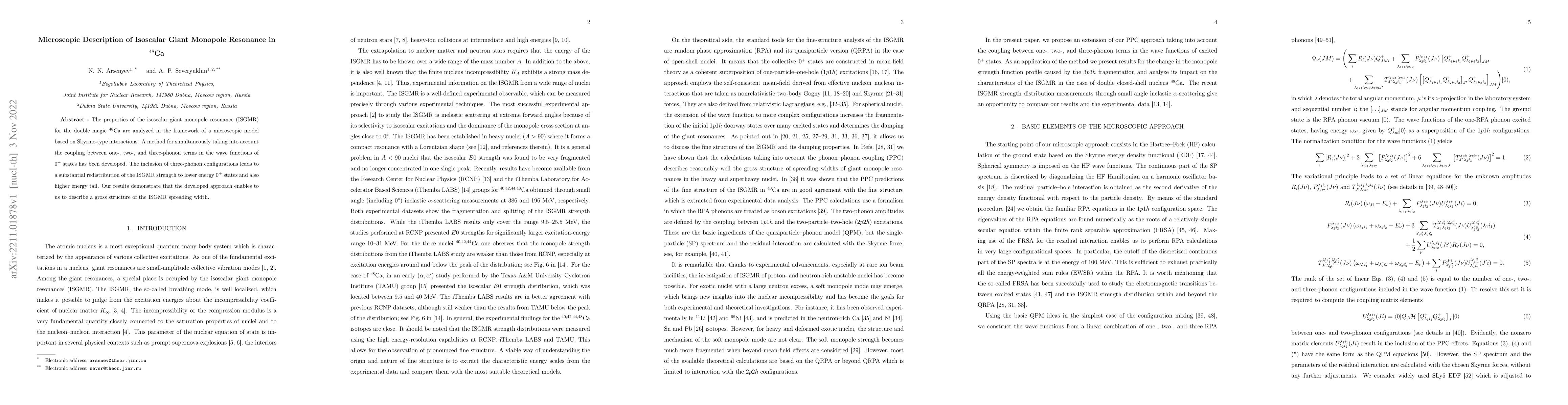 Thumbnail for Microscopic Description of Isoscalar Giant Monopole Resonance in
  $^{48}$Ca