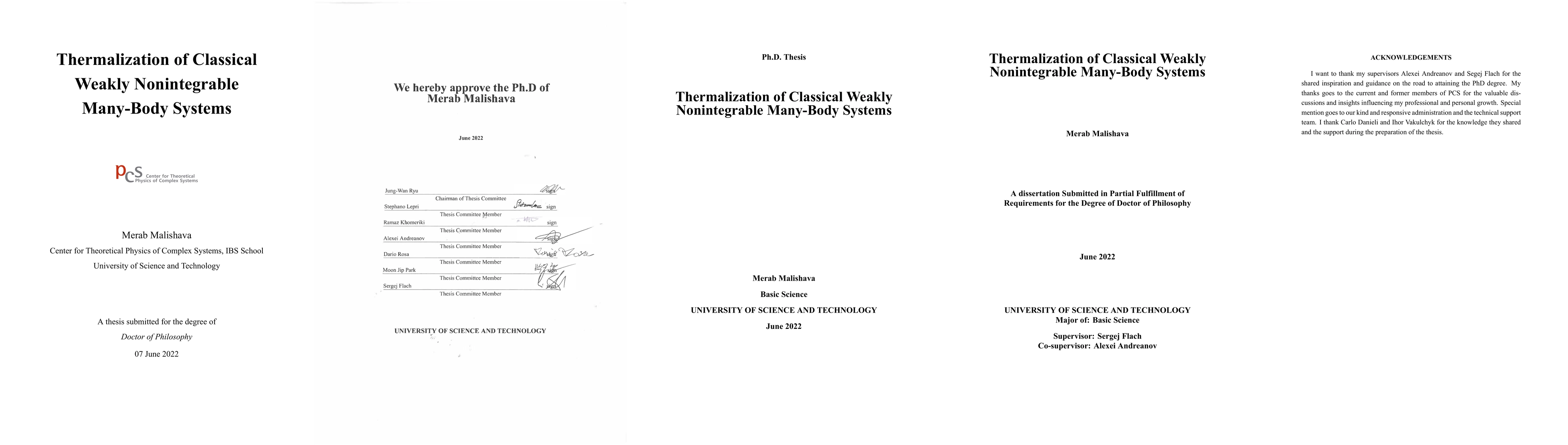 Thumbnail for Thermalization of Classical Weakly Nonintegrable Many-Body Systems