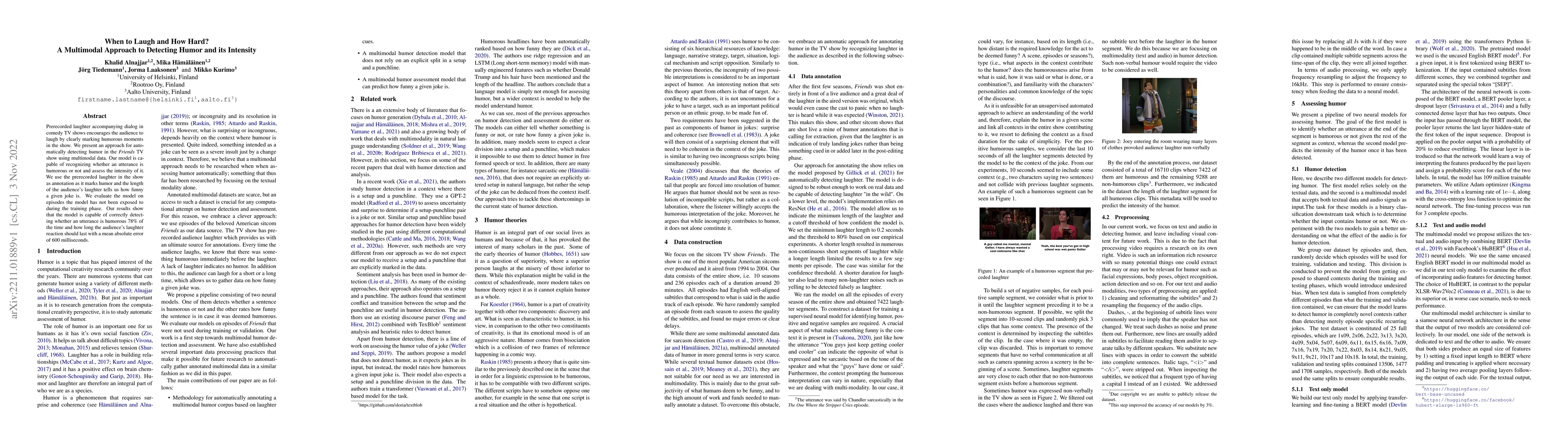 Thumbnail for When to Laugh and How Hard? A Multimodal Approach to Detecting Humor and
  its Intensity