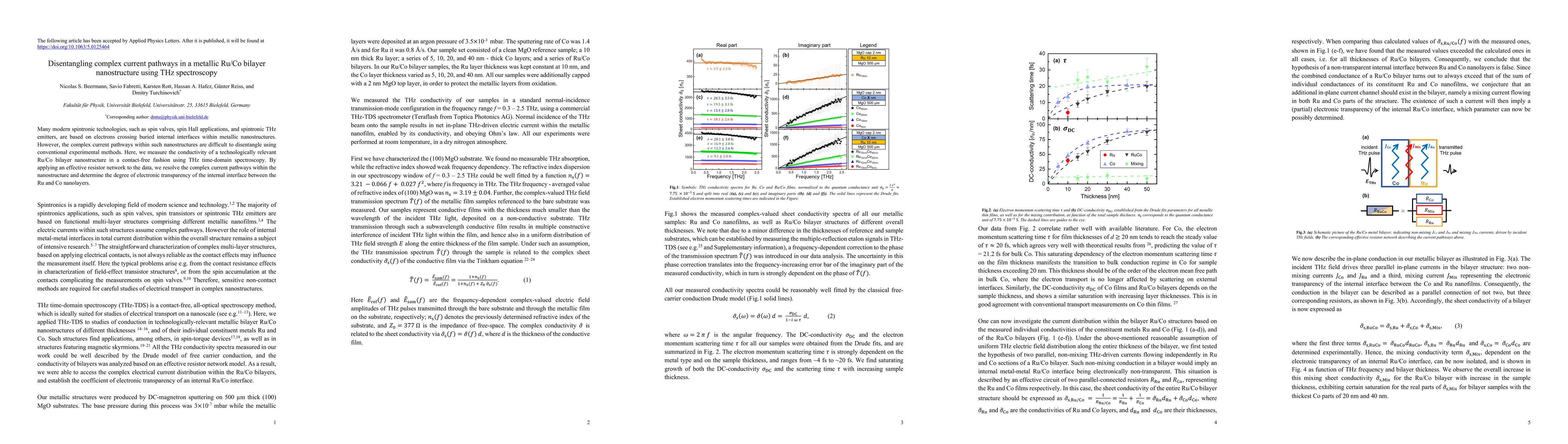Thumbnail for Disentangling complex current pathways in a metallic Ru/Co bilayer
  nanostructure using THz spectroscopy