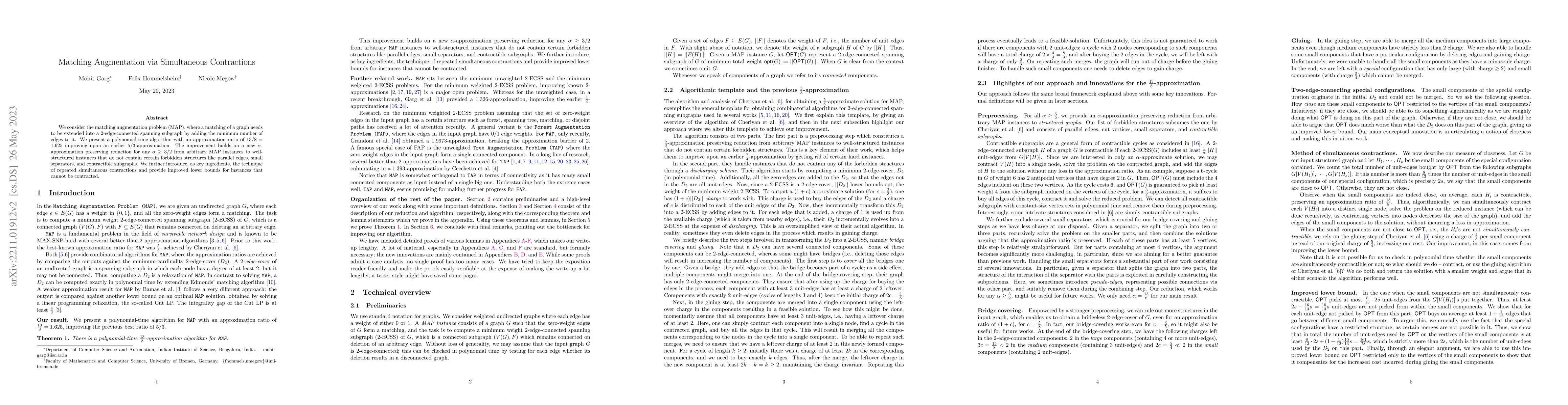 Thumbnail for Matching Augmentation via Simultaneous Contractions