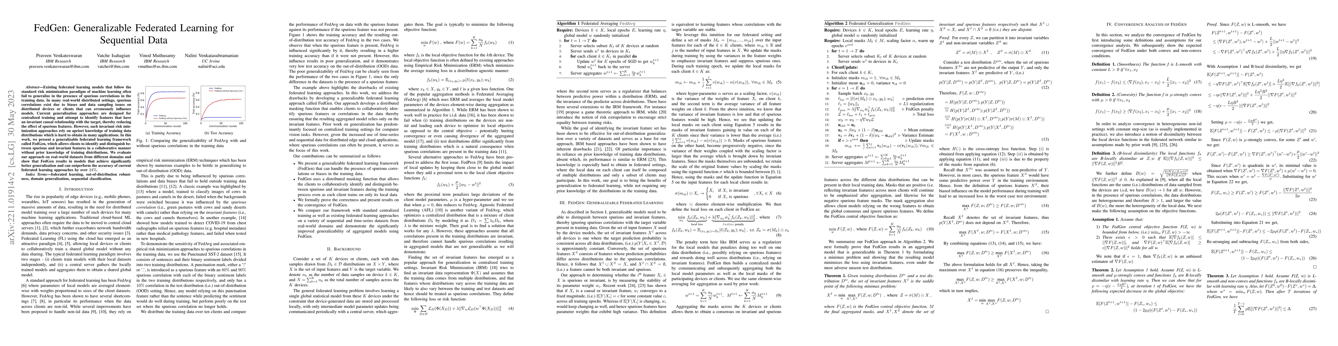 Thumbnail for FedGen: Generalizable Federated Learning for Sequential Data