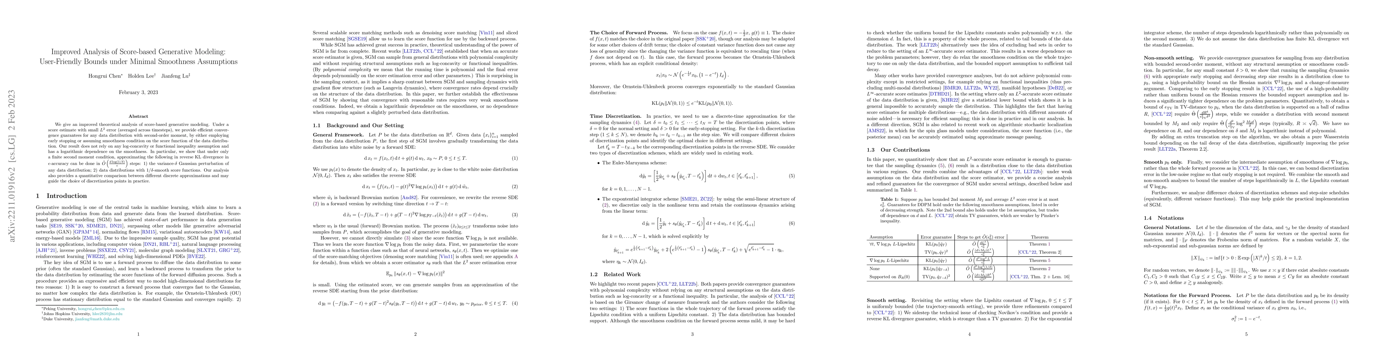 Thumbnail for Improved Analysis of Score-based Generative Modeling: User-Friendly
  Bounds under Minimal Smoothness Assumptions
