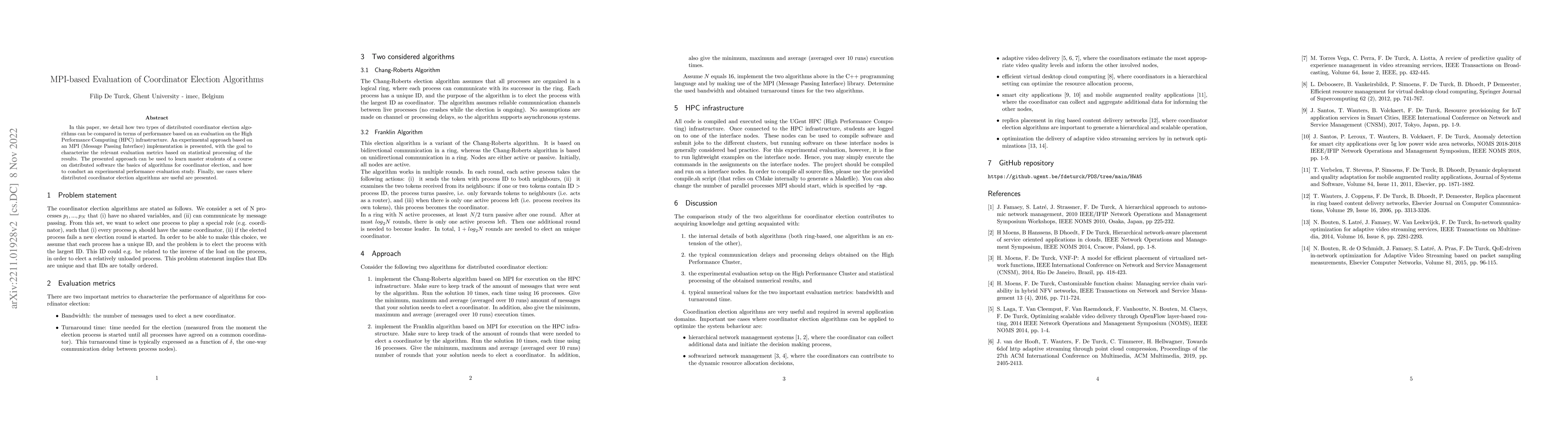 Thumbnail for MPI-based Evaluation of Coordinator Election Algorithms