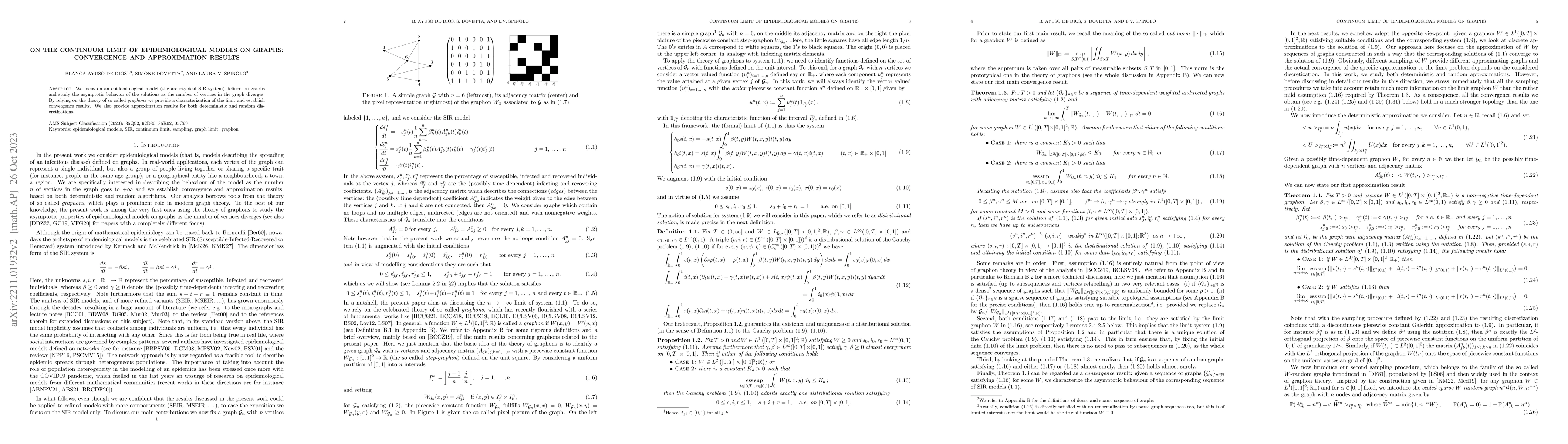 Thumbnail for On the continuum limit of epidemiological models on graphs: convergence
  and approximation results