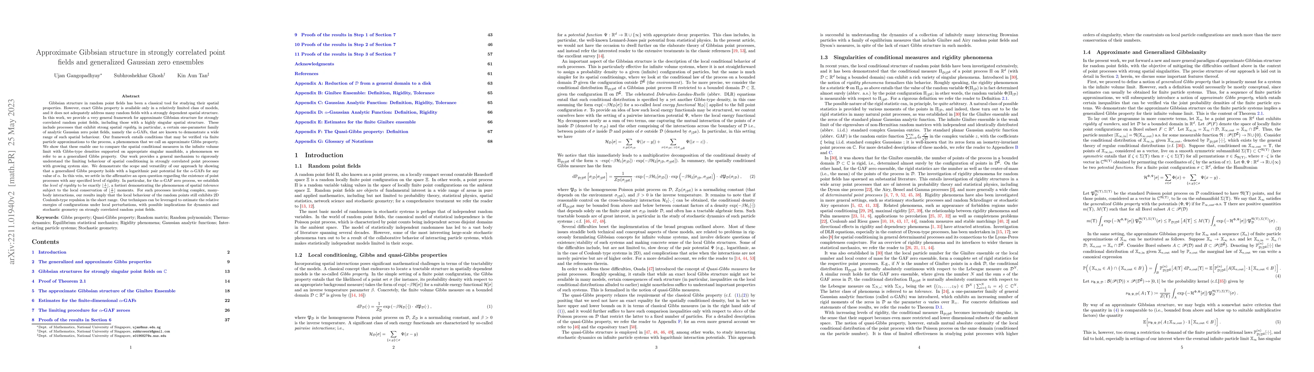 Thumbnail for Approximate Gibbsian structure in strongly correlated point fields and
  generalized Gaussian zero ensembles